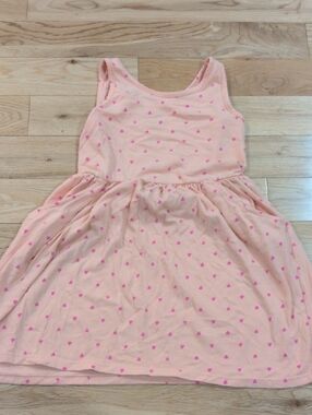 Cat & Jack Peach Sleeveless Dress with Pink Heart Print